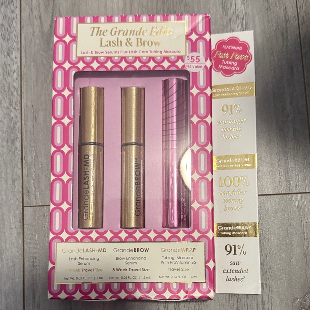 Grande Edit Lash & Brow Set — Gold and Pink